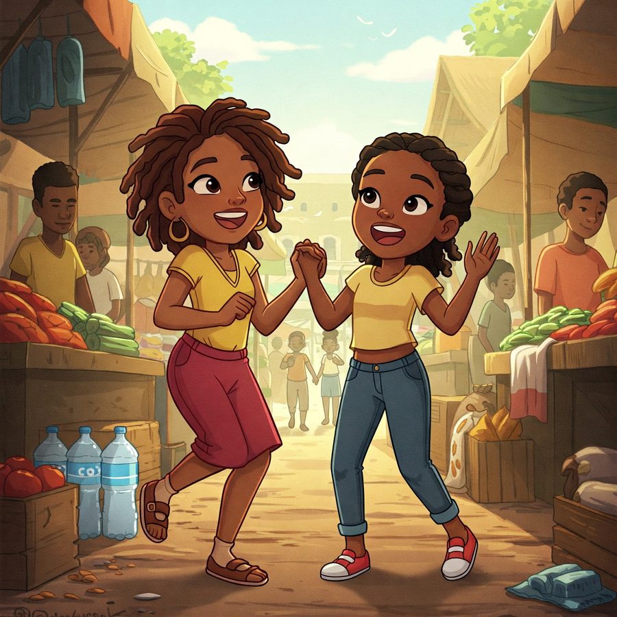 Sefunmi and her friend at the market