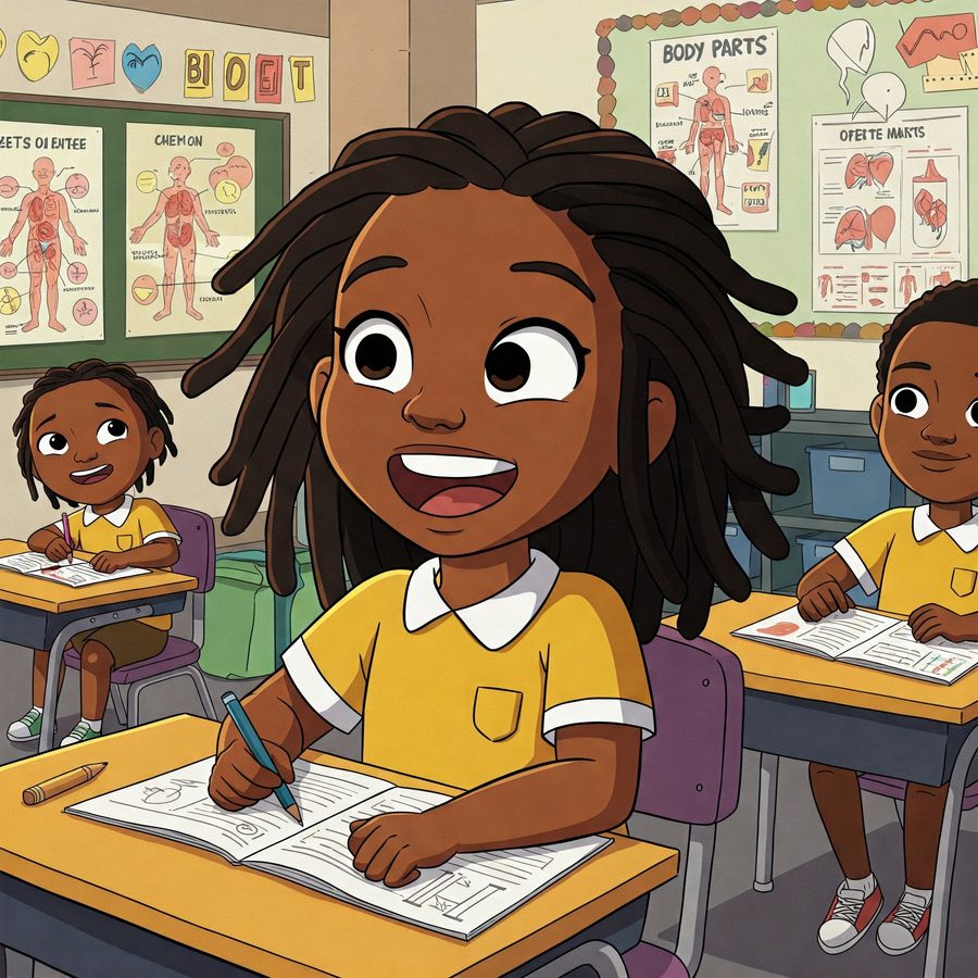 Sefunmi learning at school
